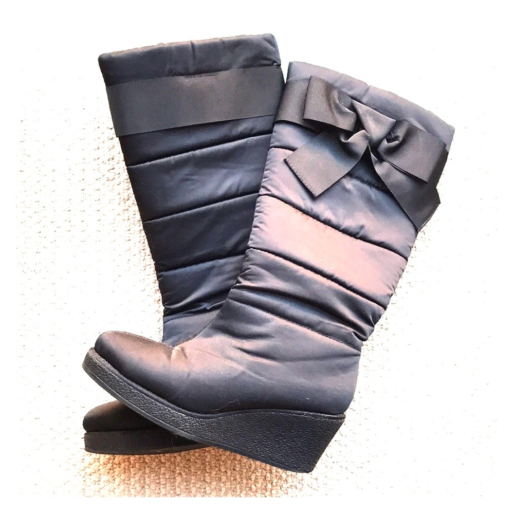 Kate Spade Cagney Nylon Quilted Bow Wedge Boots